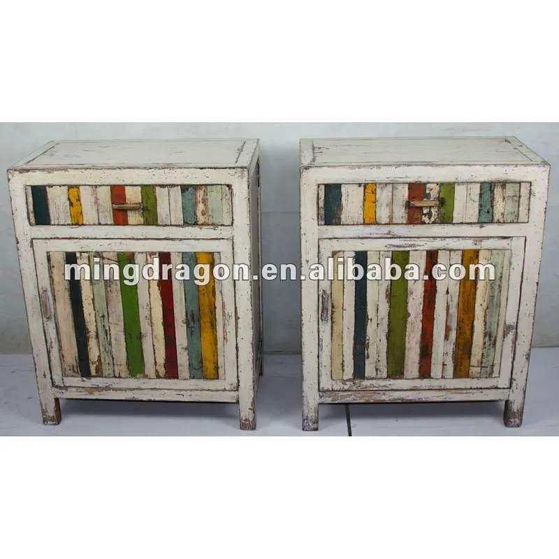 Chinese antique colourful bedside cabinet