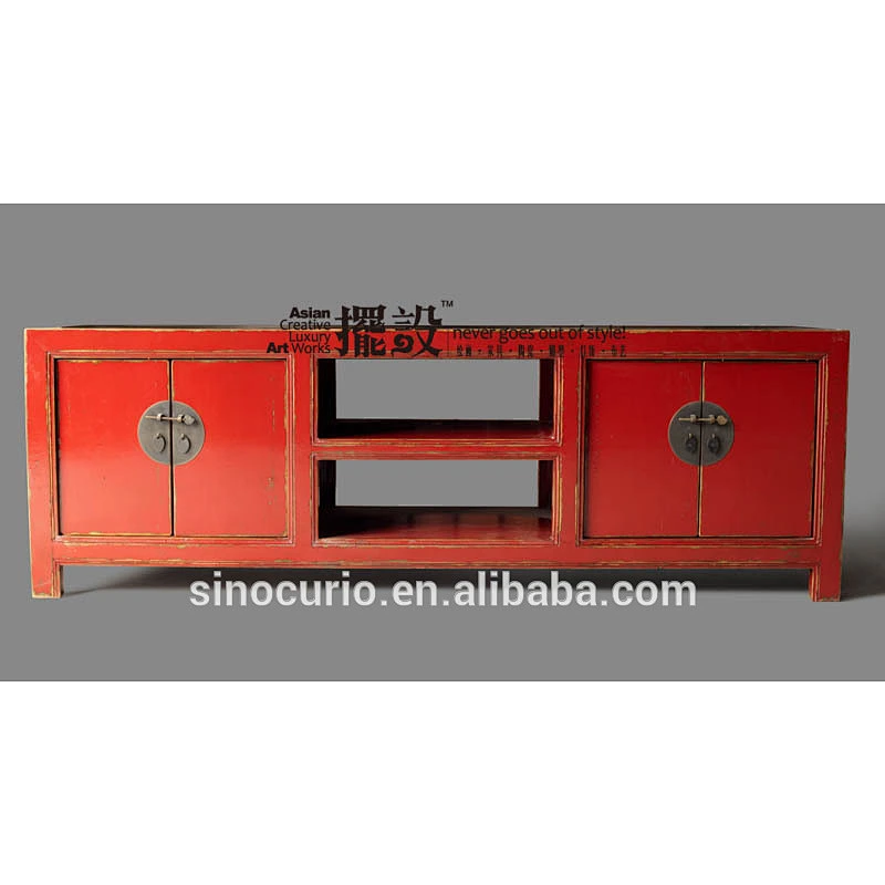 Antique Chinese Red Painted TV stand/cabinet/furniture