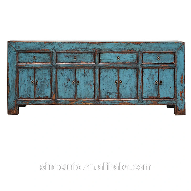 Chinese antique solid wood hand painted high glossy cupboard sideboard