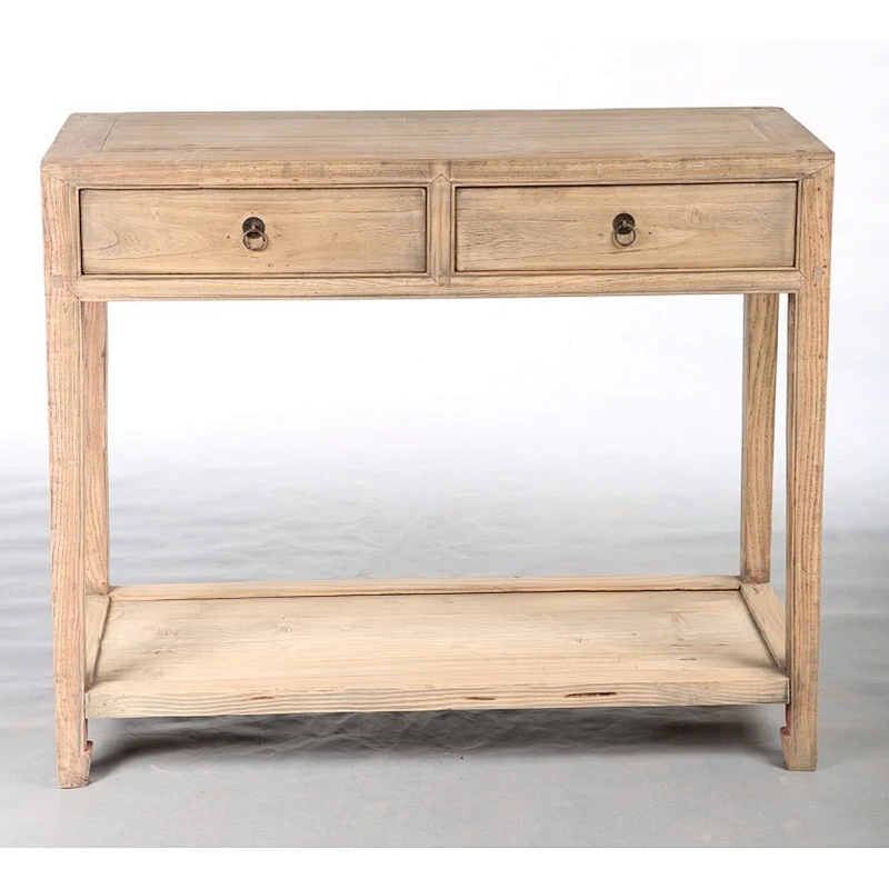 Double Table School Furniture Recycle Solid Wood Natural Desktop Table