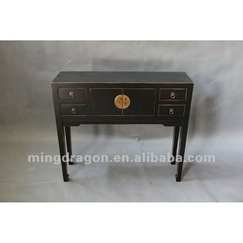 Chinese antique furniture pine wood black lacquar table