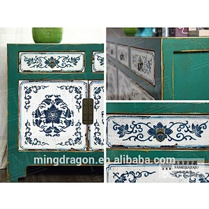 Antique Oriental Furniture-Tibetan Antique Painted Cabinet