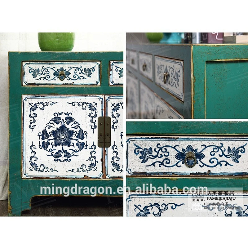Antique Oriental Furniture-Tibetan Antique Painted Cabinet