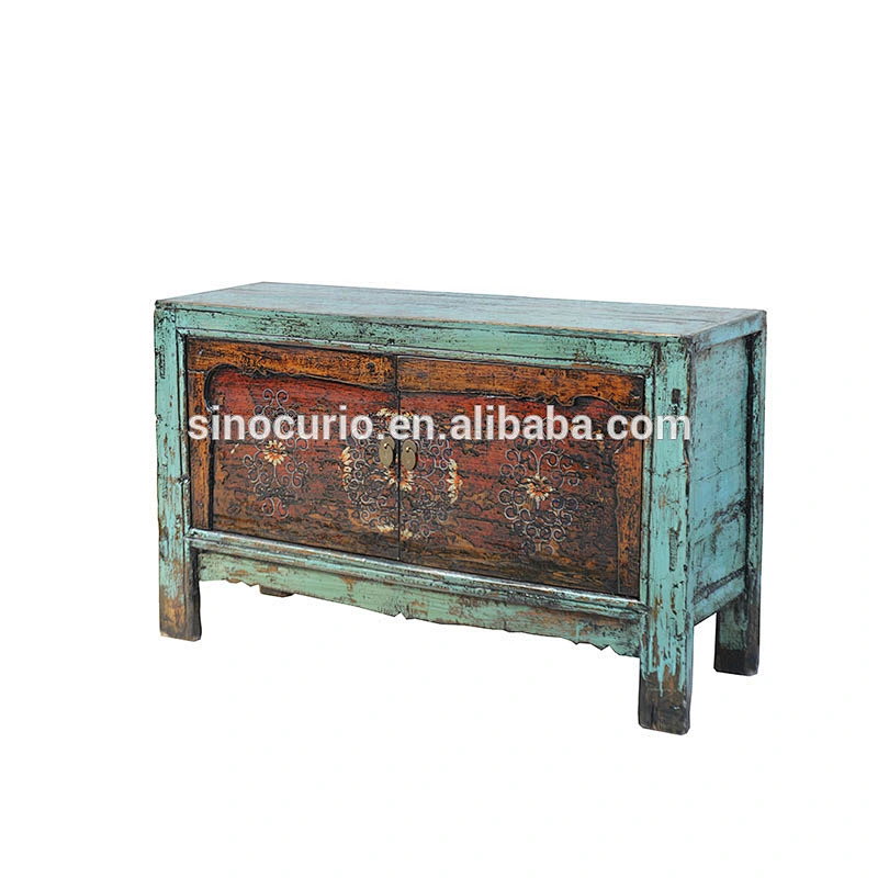 Solid wood Chinese antique furniture painted antique sideboard cabinet