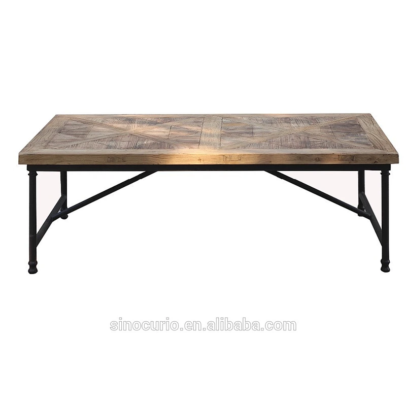 Wholesale Antique Furniture Rustic Country Style Living Room Cart Iron Coffee Table