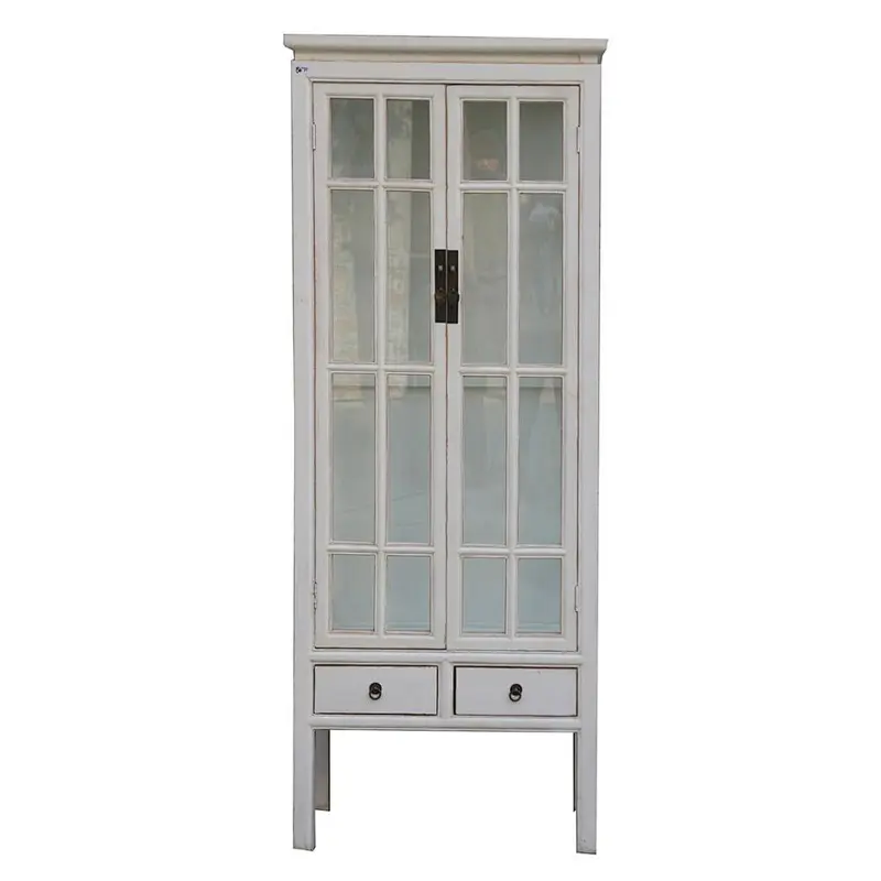 Chinese antique wood glass display cabinet