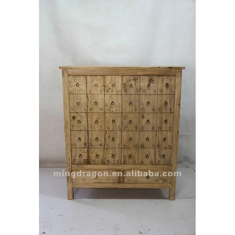 Chinese antique furniture pine wood shanxi medicine cabinet style two door two drawer cabinet