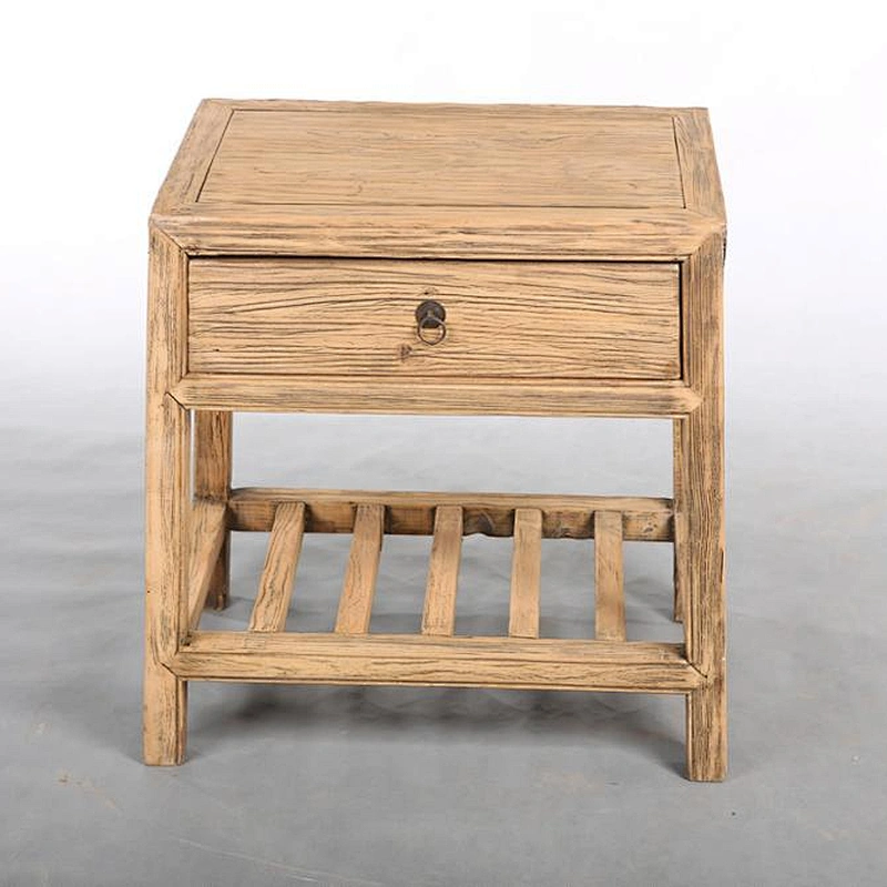 Antique Rustic Living Room Night Stand Solid Wood drawers Bedside Table