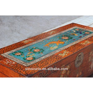 chinese antique painting storage chest coffee table