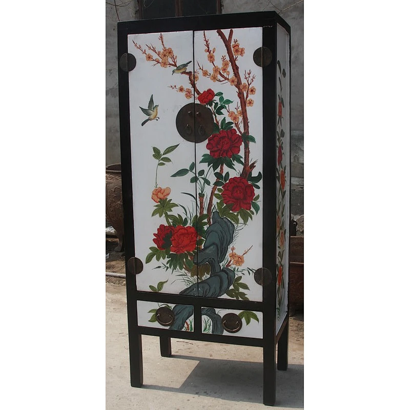 Chinese antique natural solid wood bedroom wardrobe cabinet
