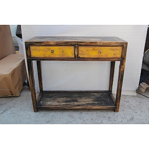 Chinese antique style wood hand carved console table with storage drawers