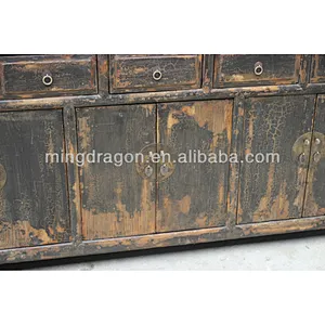chinese antique black four drawer six door cabinet