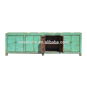 Asian antique vintage Chinese reclaimed solid wooden sideboard buffet table