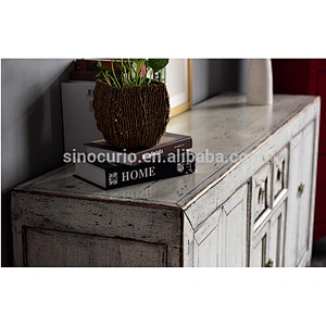 chinese antique style white wooden storage cabinet sideboard