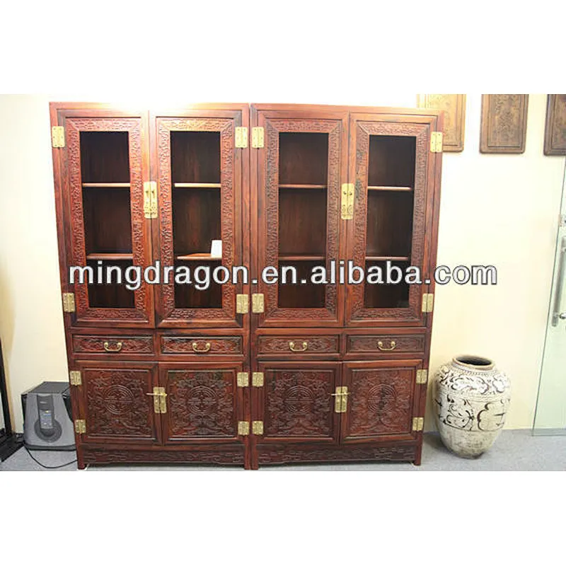 Chinese Antique Siam Rosewood hand carving bookshelf