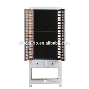 Chinese antique reproduction wood carved lattice furniture chest of drawers wood