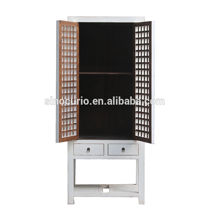 Chinese antique reproduction wood carved lattice furniture chest of drawers wood