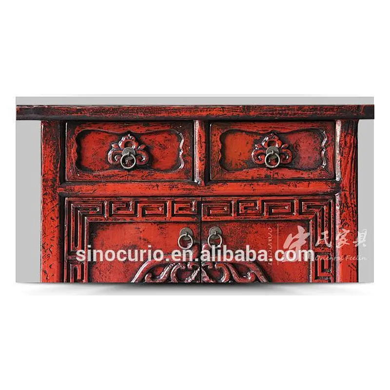 Chinese antique high glossy carved solid wood furniture