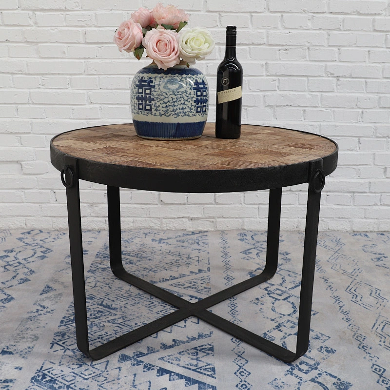 Rustic vintage antique industrial metal wooden coffee table