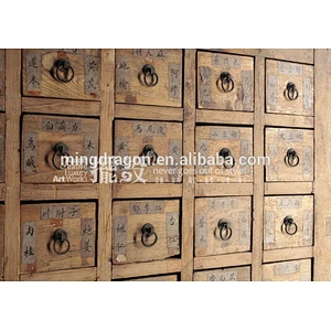 Chinese antique furniture- many drawers distressed medicine cabinet