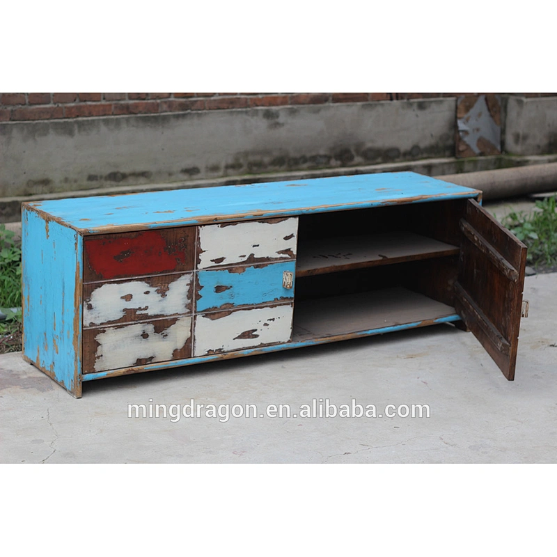 Chinese antique recycle wood colorful TV stand