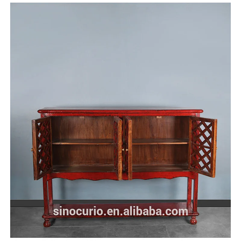 Chinese antique reproduction furniture wholesale living room glossy lacquered showcase design