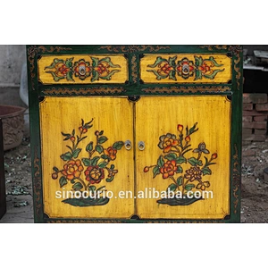 Reproduction Antique Asian Style Painted Cabinet