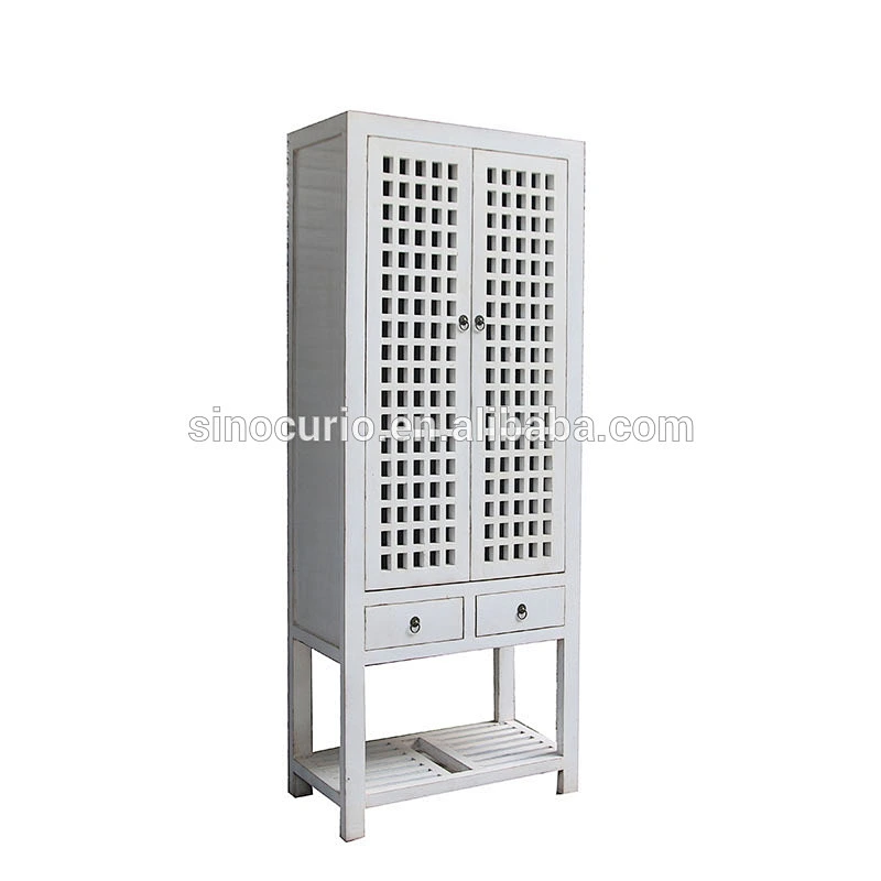 Chinese antique reproduction wood carved lattice furniture chest of drawers wood