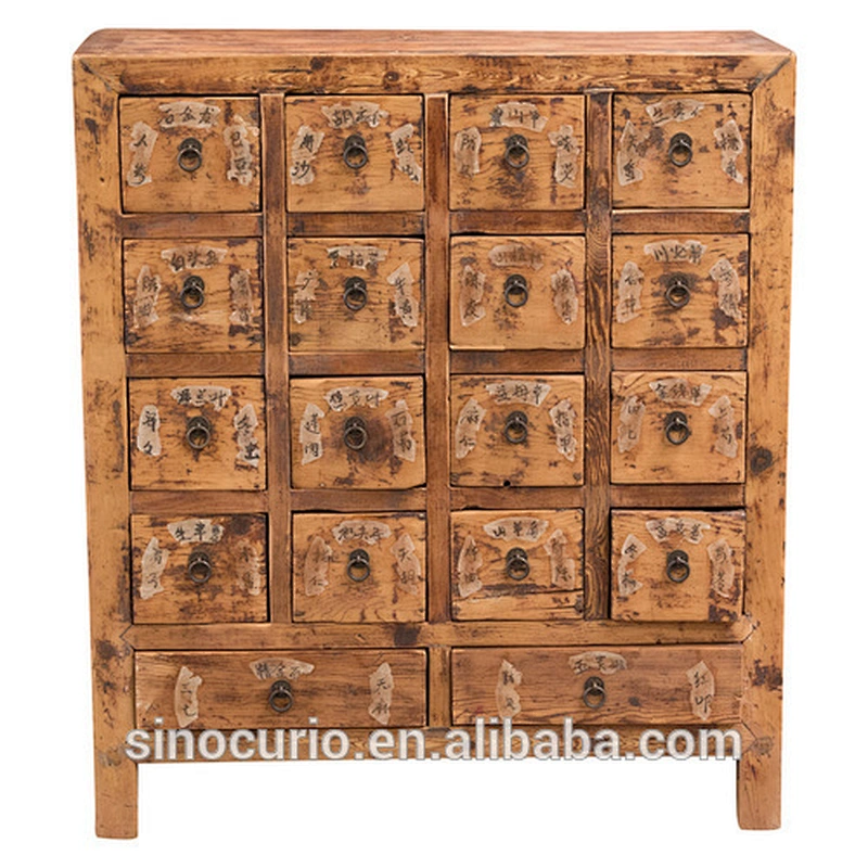 chinese antique solid wood apothecary medicine chest cabinet furniture