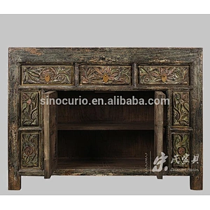 Oriental distressed furniture three drawer two door living room furniture