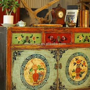 Chinese Antique furniture living room sideboard cabinet hand painting
