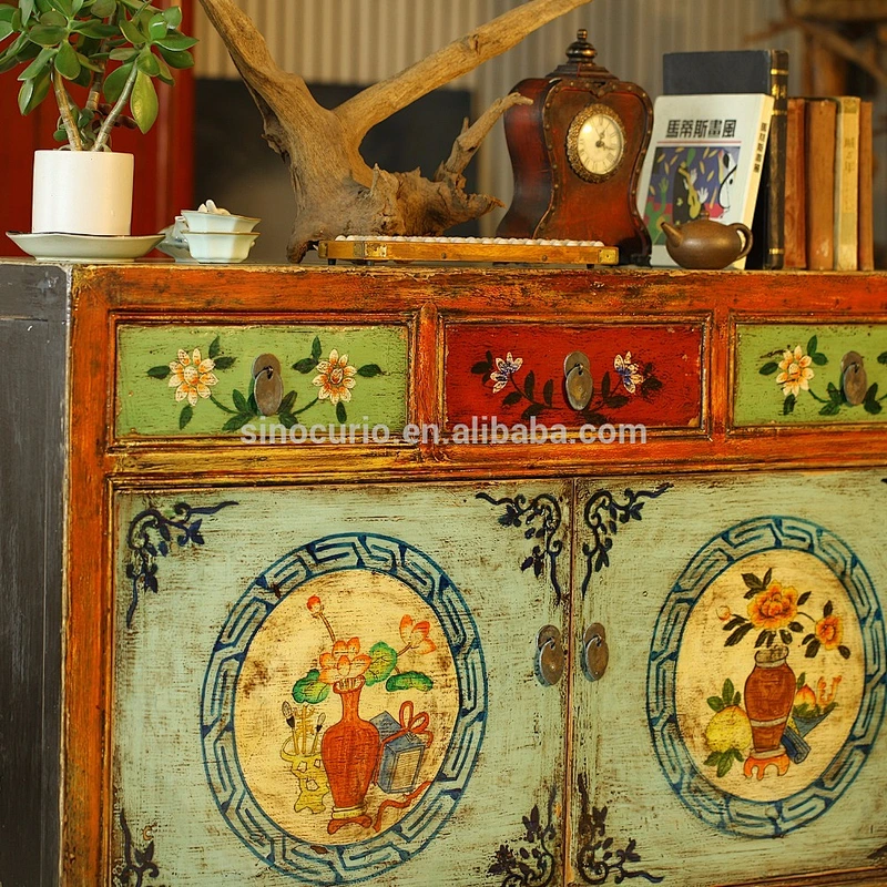 Chinese Antique furniture living room sideboard cabinet hand painting