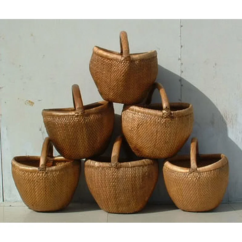 chinese natural antique woven rattan basket