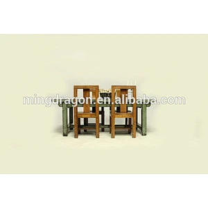 antique natural wood slab table,French style exotic round wood dining tables and chair