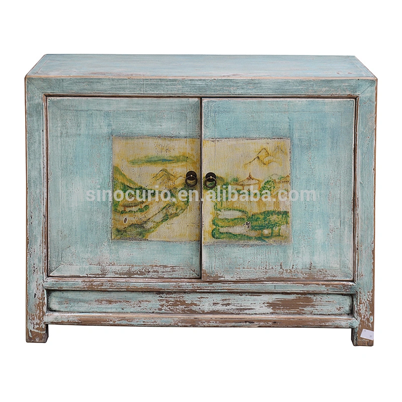 chinese antique living room furniture reclaimed wood 2doors sideboard cabinet