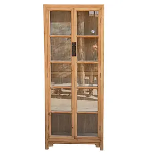 Chinese antique wood glass display cabinet