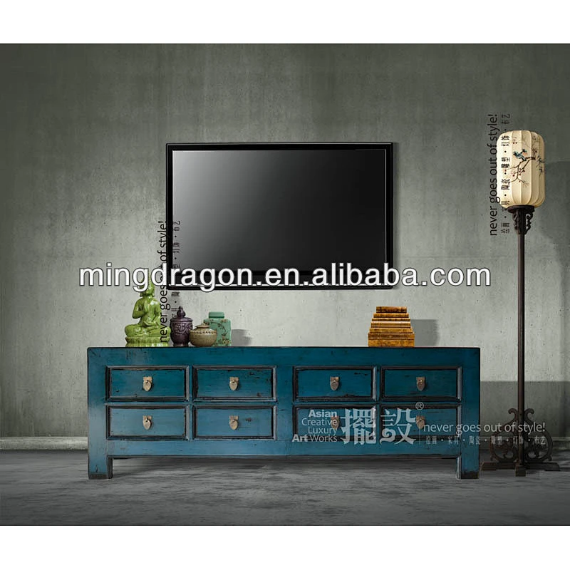 Chinese antique style teak wood living room TV cabinet
