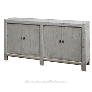 Chinese antique wholesale furniture wash white living room sideboard cabinet