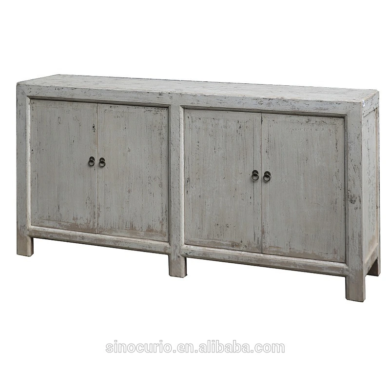 Chinese antique wholesale furniture wash white living room sideboard cabinet