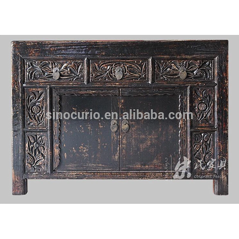 Oriental distressed furniture three drawer two door living room furniture