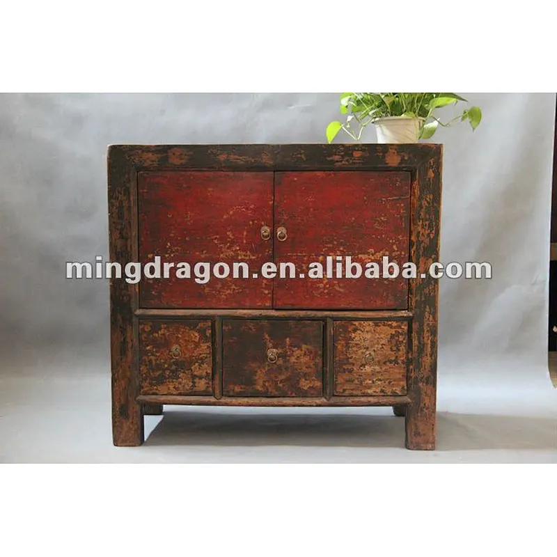 Chinese antique mongolian red shoe cabinet