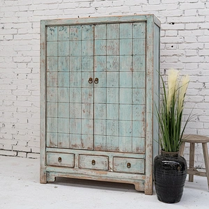 Antique hand painted classic furniture solid wood living room cabinet