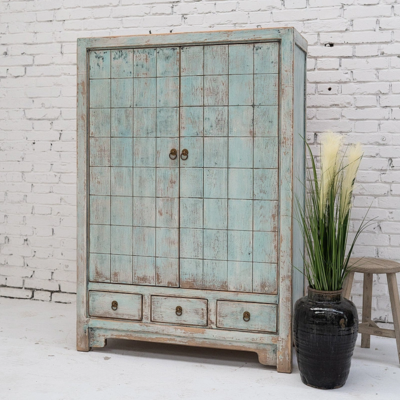 Antique hand painted classic furniture solid wood living room cabinet