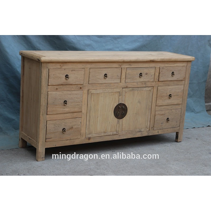 Chinese antique natural recycle wood bleached kitchen cabinet