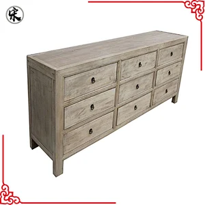 antique Chinese natural recycled wooden cabinet with multi drawers