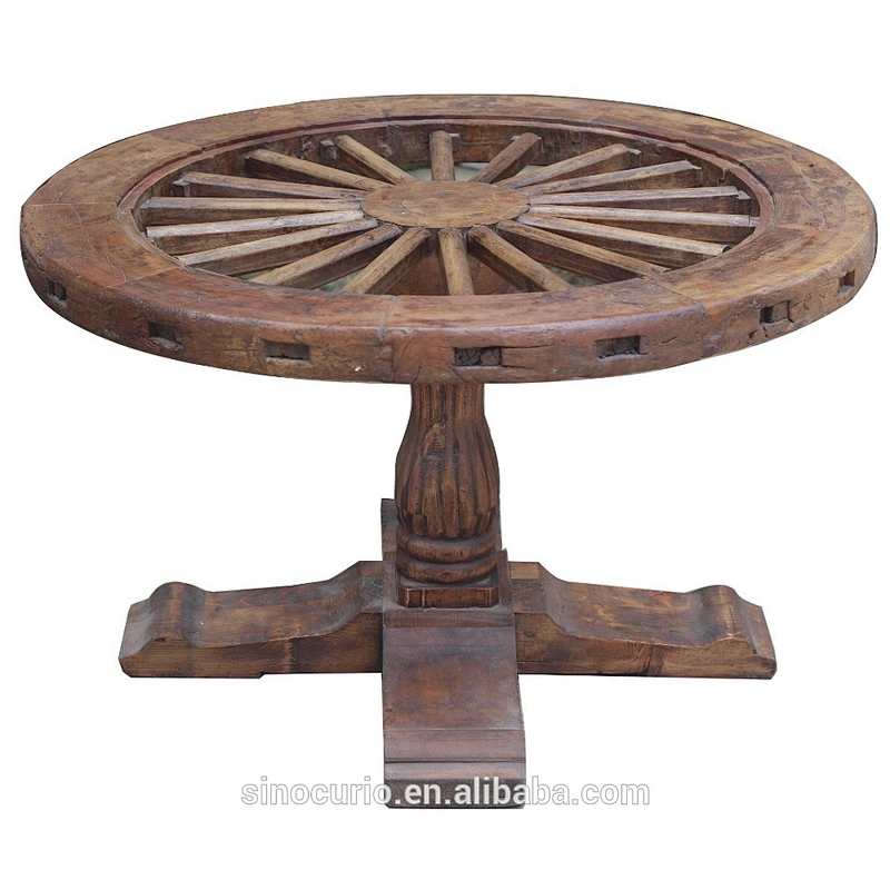 Vintage antique chinese style solid wood round dining table