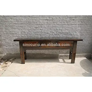Chinese lacquer furniture antique wooden brown altar table & console table