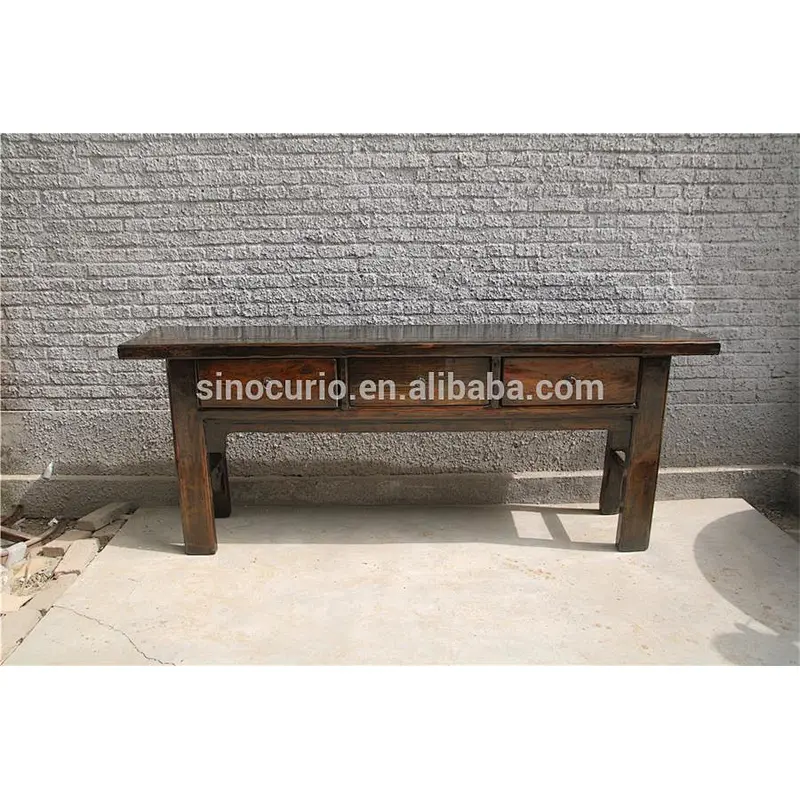 Chinese lacquer furniture antique wooden brown altar table & console table