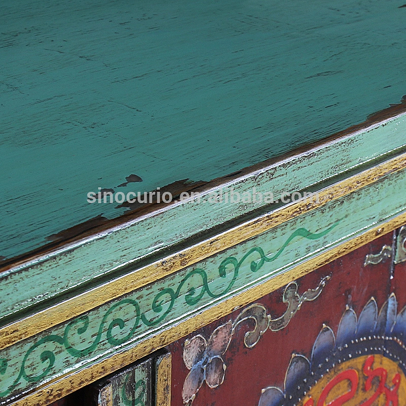 Antique Oriental Furniture-Tibetan Antique Hand Painted Cabinet