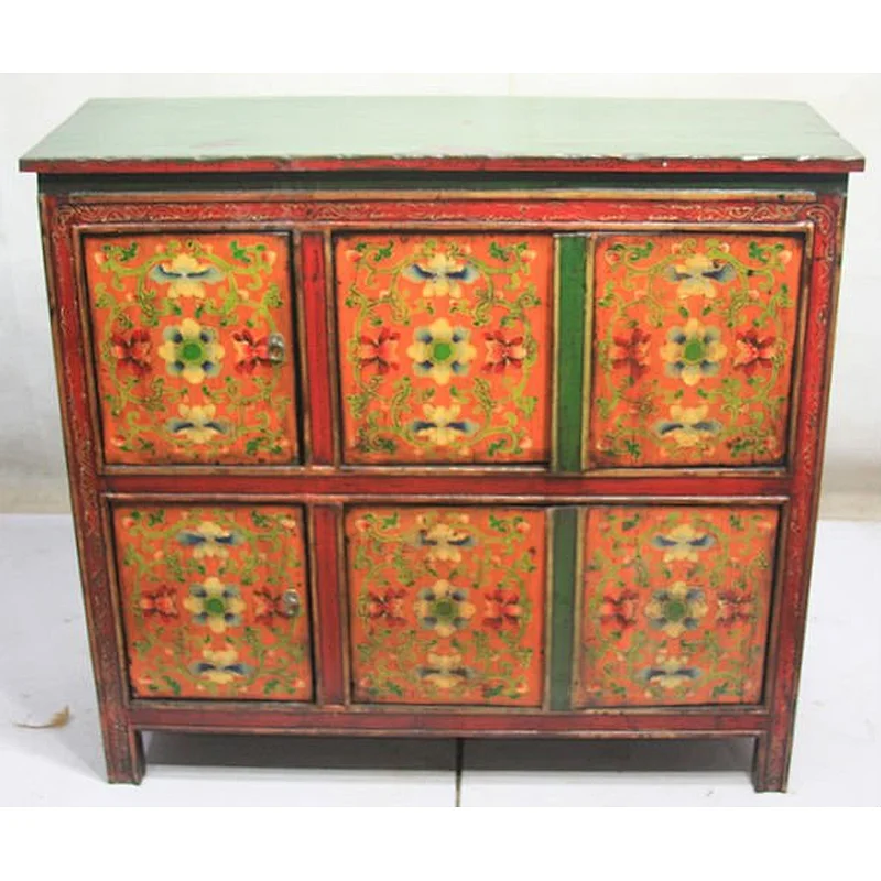 Chinese antique Tibet Six Door Cabinet Tibet bedroom furniture